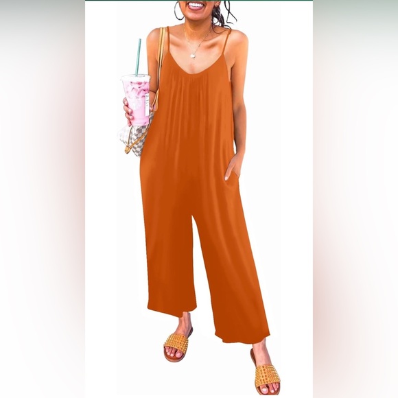 Snugwind Pants - Chic Orange Sleeveless Jumpsuit